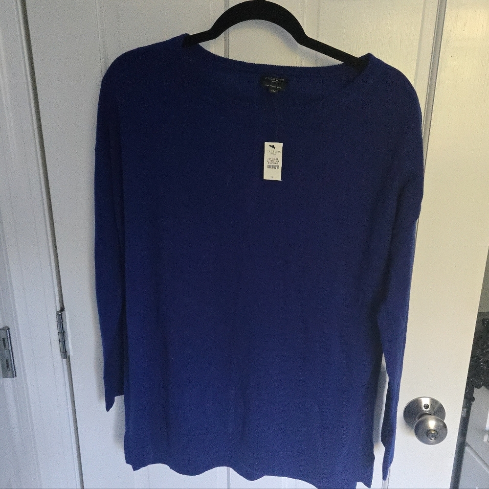 NWT Talbots Royal Blue Merino Wool Sweater Size X